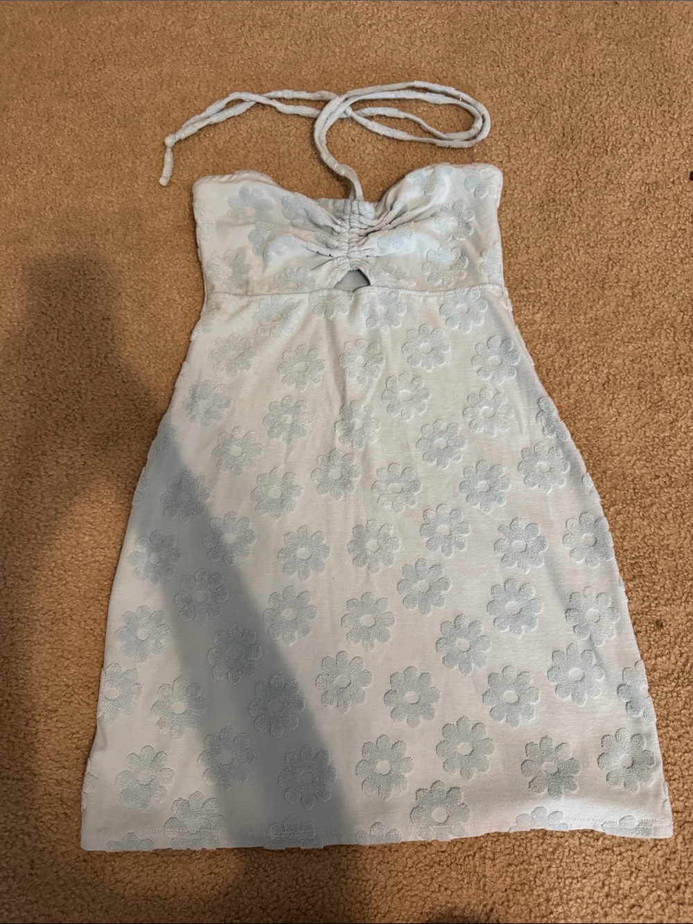 American Eagle Outfitters Light Blue Strapless Floral Cutout Dress